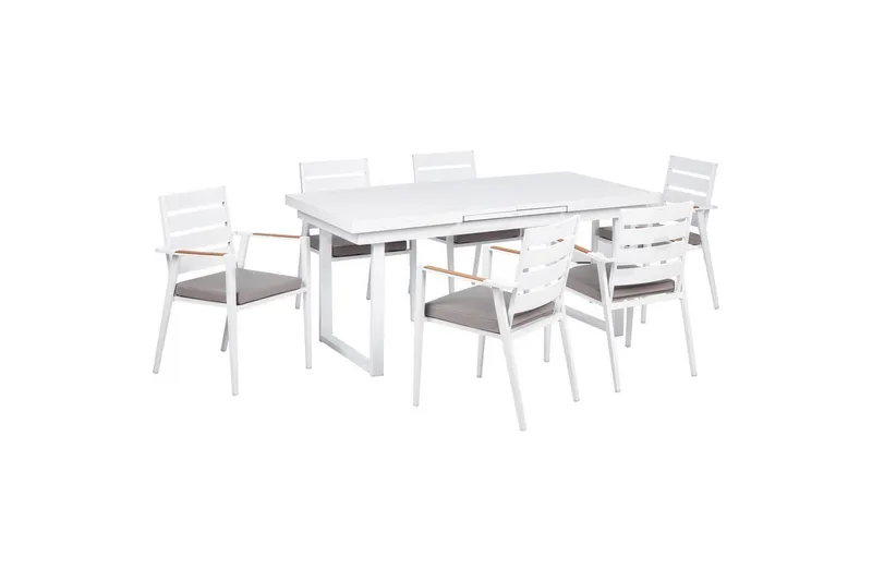Matsalsset Beliani Valcanetto/Taviano Svart/grått/ljust trä, 6-Sits White||Grey||Light wood, undefined