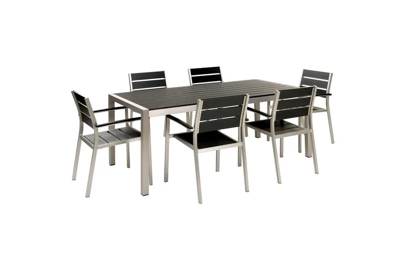 Matsalsset Beliani Vernio Ljus trä/svart Black||Silver, undefined