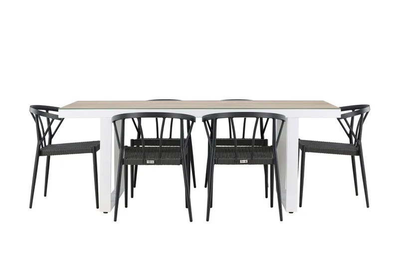 Merlo Ruokailuryhmä + 6 tuolia, Valkoinen