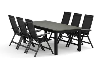 Monaco ulkoruokailuryhmä, jatkettava 210/310x90, 6 Monaco Light -säätötuolilla