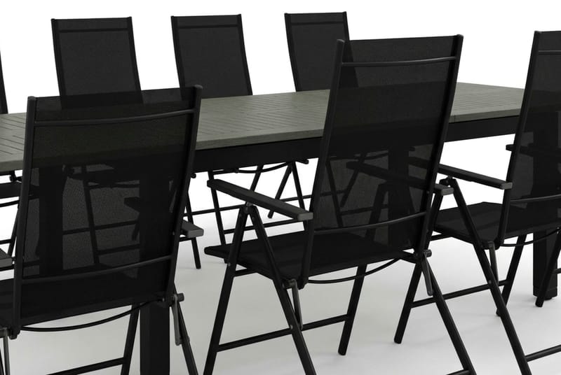 Monaco ulkoruokailuryhmä, jatkettava 210/310x90, 8 Sanna-säätötuolia - Musta/Harmaa - Puutarhakalusteet - Ulkoryhmä - Ruokailuryhmät ulos