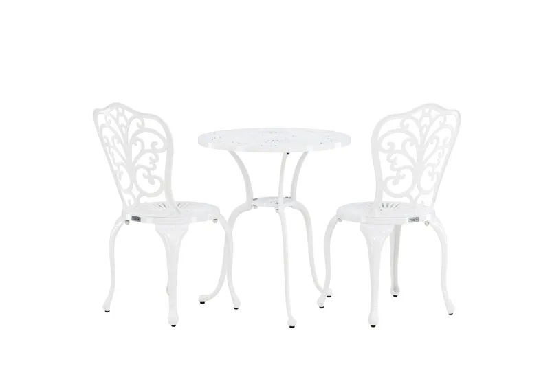 Nandin Ruokailuryhmä + 2 tuolia - Valkoinen - Puutarhakalusteet - Ulkoryhmä - Cafe-ryhmä
