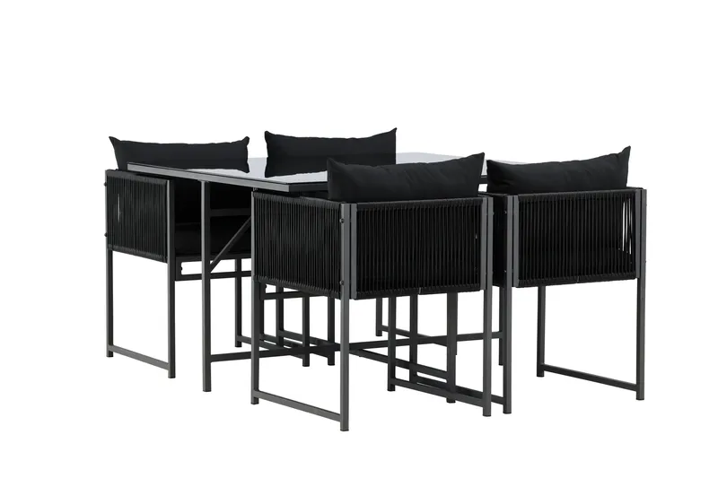Noto Ruokailuryhmä Ulkokäyttöön 4-istuttava - Musta - Puutarhakalusteet - Ulkoryhmä - Ruokailuryhmät ulos