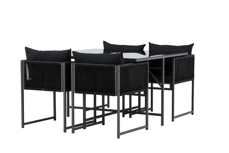 Noto Ruokailuryhmä Ulkokäyttöön 4-istuttava - Musta - Puutarhakalusteet - Ulkoryhmä - Ruokailuryhmät ulos
