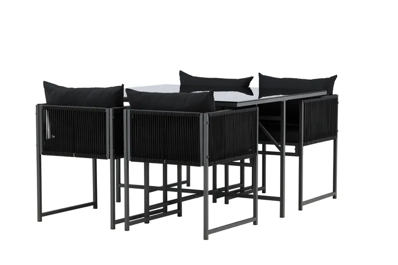 Noto Ruokailuryhmä Ulkokäyttöön 4-istuttava - Musta - Puutarhakalusteet - Ulkoryhmä - Ruokailuryhmät ulos