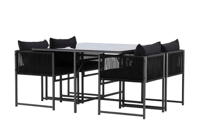 Noto Ruokailuryhmä Ulkokäyttöön 4-istuttava - Musta - Puutarhakalusteet - Ulkoryhmä - Ruokailuryhmät ulos