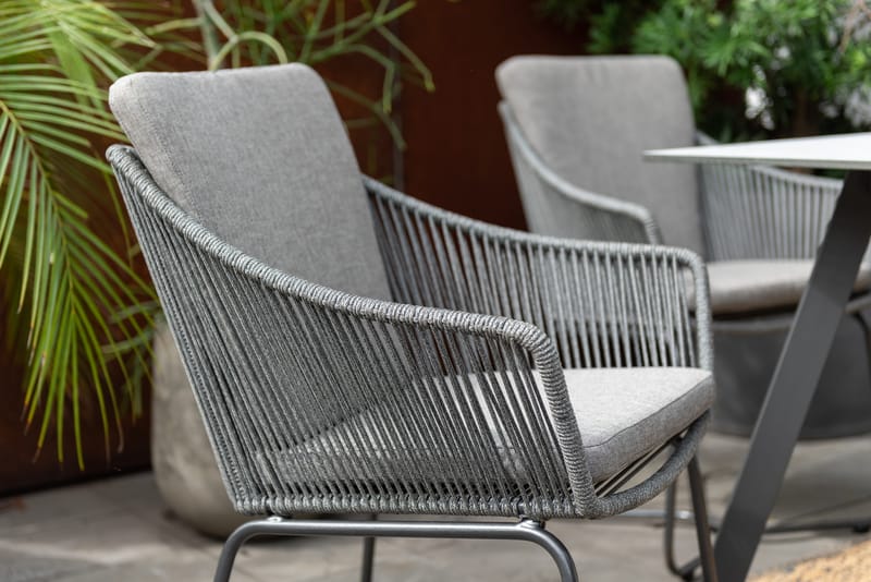 OPAL Ulkoruokailuryhmä 160 & 4 nojatuolia - Harmaa - Puutarhakalusteet - Ulkoryhmä - Ruokailuryhmät ulos