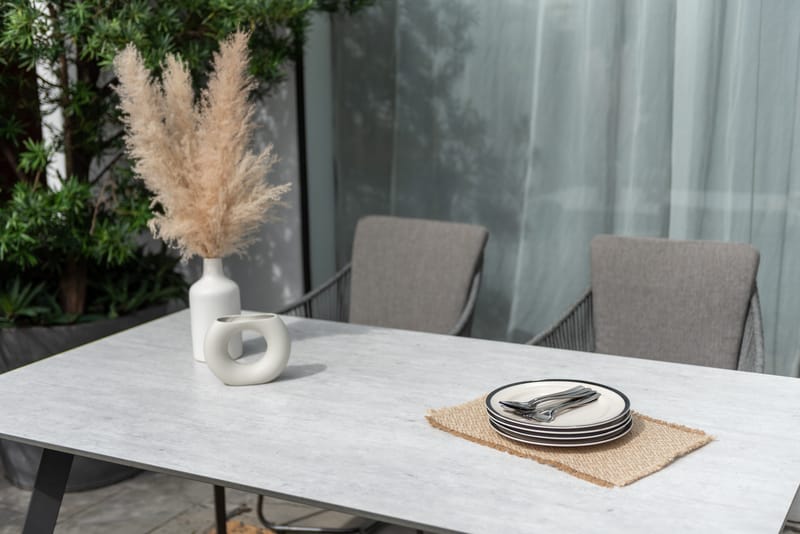 OPAL Ulkoruokailuryhmä 160 & 4 nojatuolia - Harmaa - Puutarhakalusteet - Ulkoryhmä - Ruokailuryhmät ulos