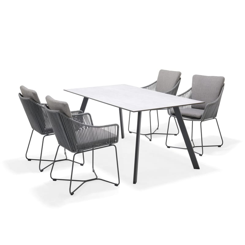 OPAL Ulkoruokailuryhmä 160 & 4 nojatuolia, Harmaa