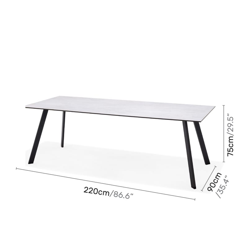 OPAL Ulkoruokailuryhmä 220 & 6 nojatuolia - Harmaa - Puutarhakalusteet - Ulkoryhmä - Ruokailuryhmät ulos