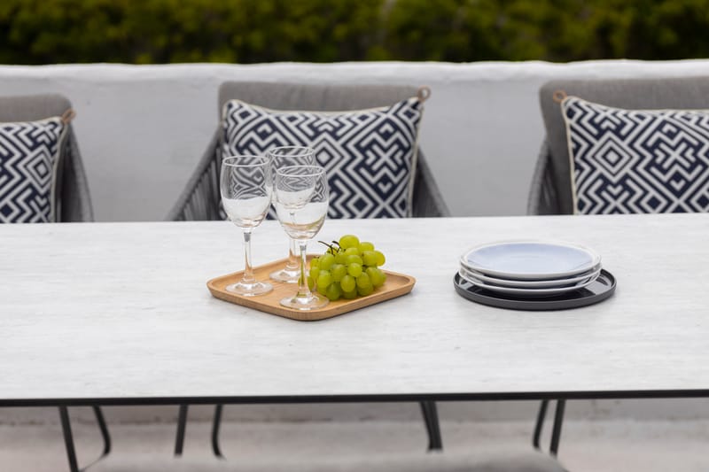 OPAL Ulkoruokailuryhmä 220 & 6 nojatuolia - Harmaa - Puutarhakalusteet - Ulkoryhmä - Ruokailuryhmät ulos