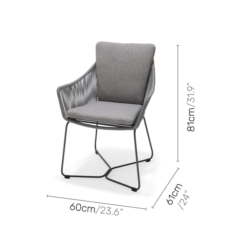 OPAL Ulkoruokailuryhmä 220 & 6 nojatuolia - Harmaa - Puutarhakalusteet - Ulkoryhmä - Ruokailuryhmät ulos