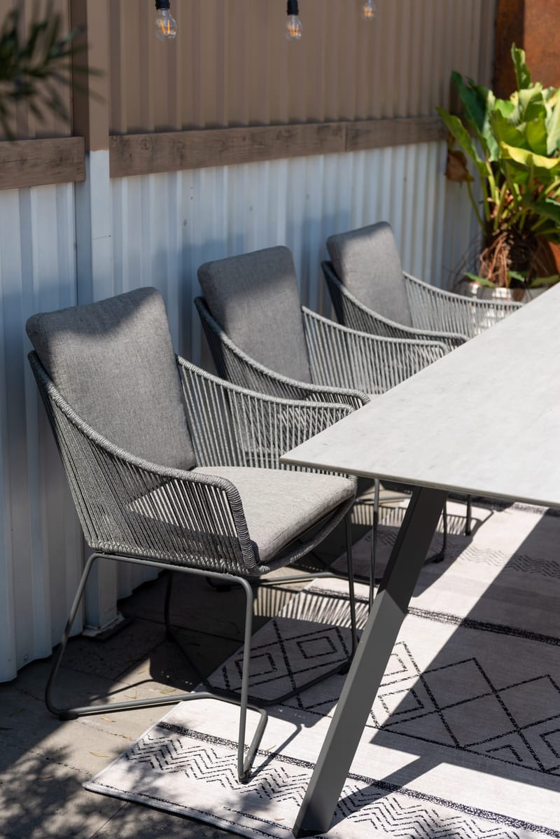 OPAL Ulkoruokailuryhmä 220 & 6 nojatuolia - Harmaa - Puutarhakalusteet - Ulkoryhmä - Ruokailuryhmät ulos