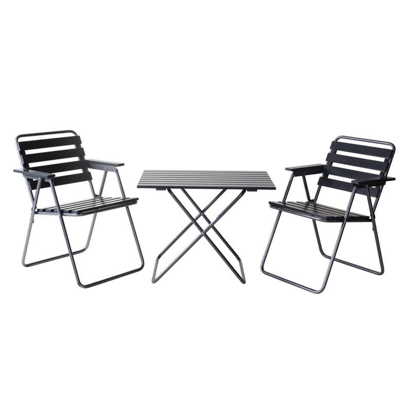 Pöytäryhmä Varax Retro 401 + 2 kpl 305 Harmaa/Musta - Harmaa/Musta - Puutarhakalusteet - Ulkoryhmä - Ruokailuryhmät ulos