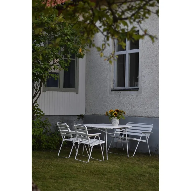 Pöytäryhmä Varax Retro 403 + 2 kpl 305 + 302 Valkoinen - Valkoinen - Puutarhakalusteet - Ulkoryhmä - Ruokailuryhmät ulos