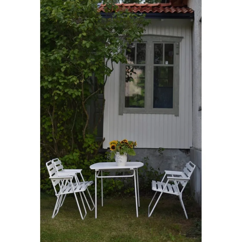 Pöytäryhmä Varax Retro 403 + 2 kpl 305 + 302 Valkoinen - Valkoinen - Puutarhakalusteet - Ulkoryhmä - Ruokailuryhmät ulos