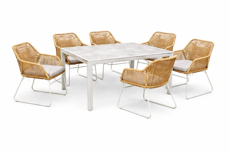 Palermo Ulkoruokailuryhmä 200 4 Seville käsinojatuolilla - Harmaa/Beige - Puutarhakalusteet - Ulkoryhmä - Ruokailuryhmät ulos