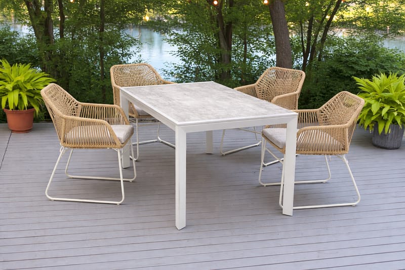 Palermo Ulkoruokailuryhmä 200 4 Seville käsinojatuolilla - Harmaa/Beige - Puutarhakalusteet - Ulkoryhmä - Ruokailuryhmät ulos
