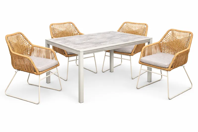 Palermo Ulkoruokailuryhmä 200 4 Seville käsinojatuolilla, Harmaa/Beige