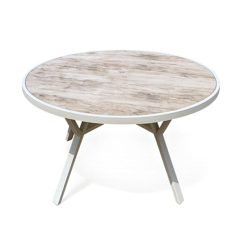 Palermo Ulkoruokailuryhmä Pyöreä 130 4 Seville käsinojatuolilla - Harmaa/Beige - Puutarhakalusteet - Ulkoryhmä - Ruokailuryhmät ulos