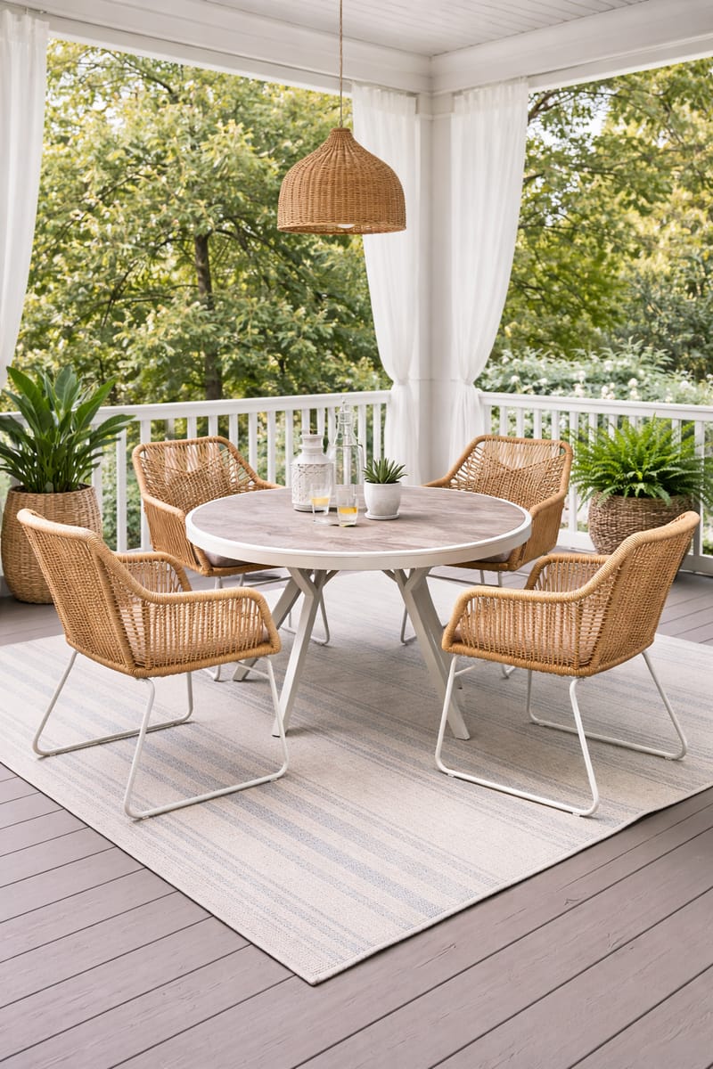 Palermo Ulkoruokailuryhmä Pyöreä 130 4 Seville käsinojatuolilla - Harmaa/Beige - Puutarhakalusteet - Ulkoryhmä - Ruokailuryhmät ulos