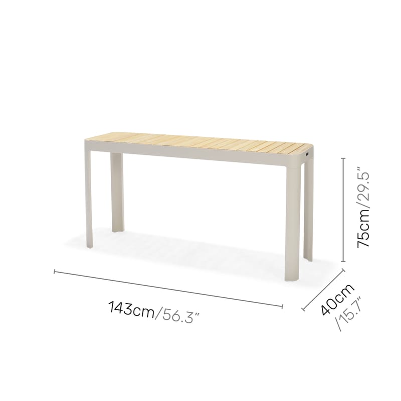 Portals Parvekesetti pöytä + penkki 140 cm - Beige/Puu - Puutarhakalusteet - Ulkoryhmä - Ruokailuryhmät ulos