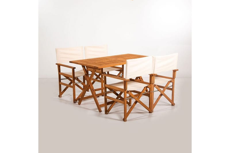 Puutarhapöytä ja tuolisetti (5 kappaletta) Rathore kermanvärinen, Kermanvalkoinen