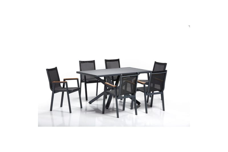 Puutarhapöytä ja tuolisetti (7 kappaletta) Narellan Harmaa - Harmaa - Puutarhakalusteet - Ulkoryhmä - Ruokailuryhmät ulos