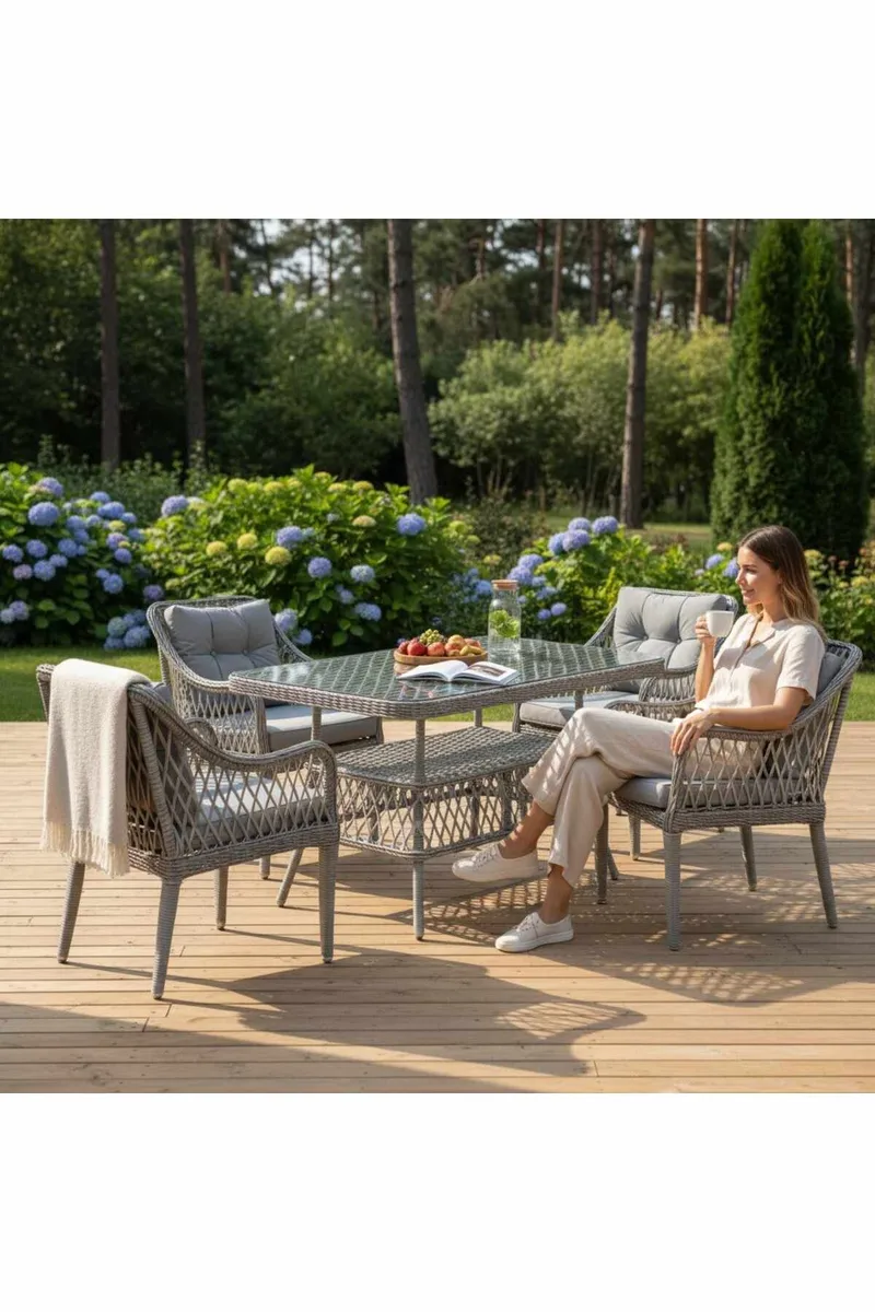 Puutarhapöytä ja tuolisetti Atelier Del Sofa Hisar 4+1 (52 x 78 x 56 cm) harmaa 5-osainen, undefined