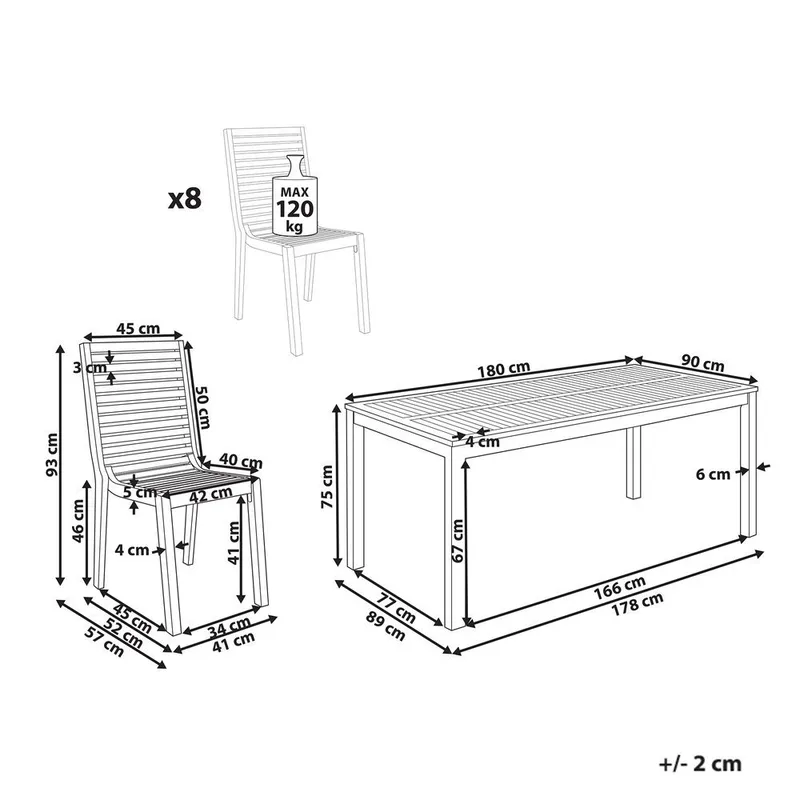 Puutarhapöytäryhmä 8 istumapaikkaa Ombriano - Puutarhakalusteet - Ulkoryhmä - Ruokailuryhmät ulos