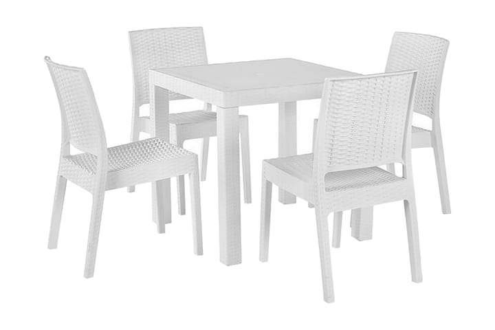 Puutarhasenkki Pöytä ja 4 tuolia FOSSANO - Valkoinen - Ruokailuryhmät ulos