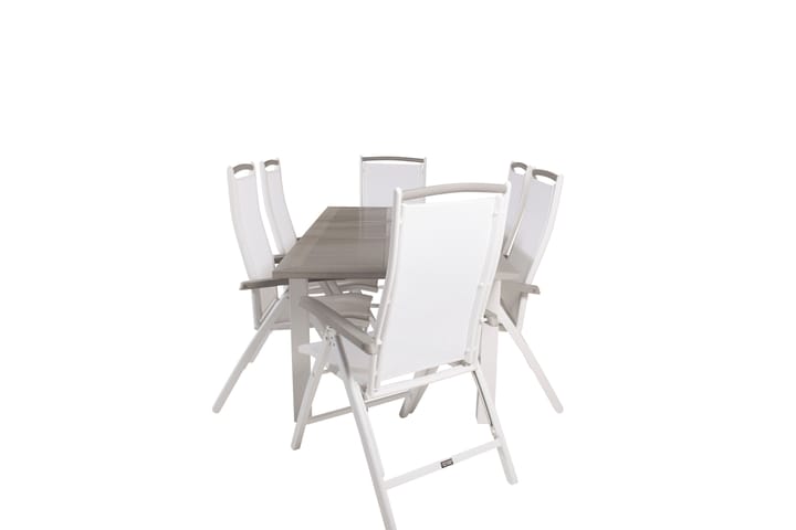 Ruokailuryhmä Albany Jatk 152-210 cm 6 tuolia Harmaa/Valk - Venture Home - Ruokailuryhmät ulos