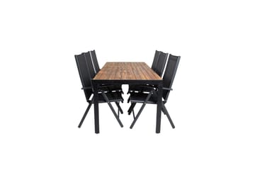 Ruokailuryhmä Bois 200 cm 6 Break säätötuolia Musta/Harmaa - Venture Home - Puutarhakalusteet - Ulkoryhmä - Ruokailuryhmät ulos