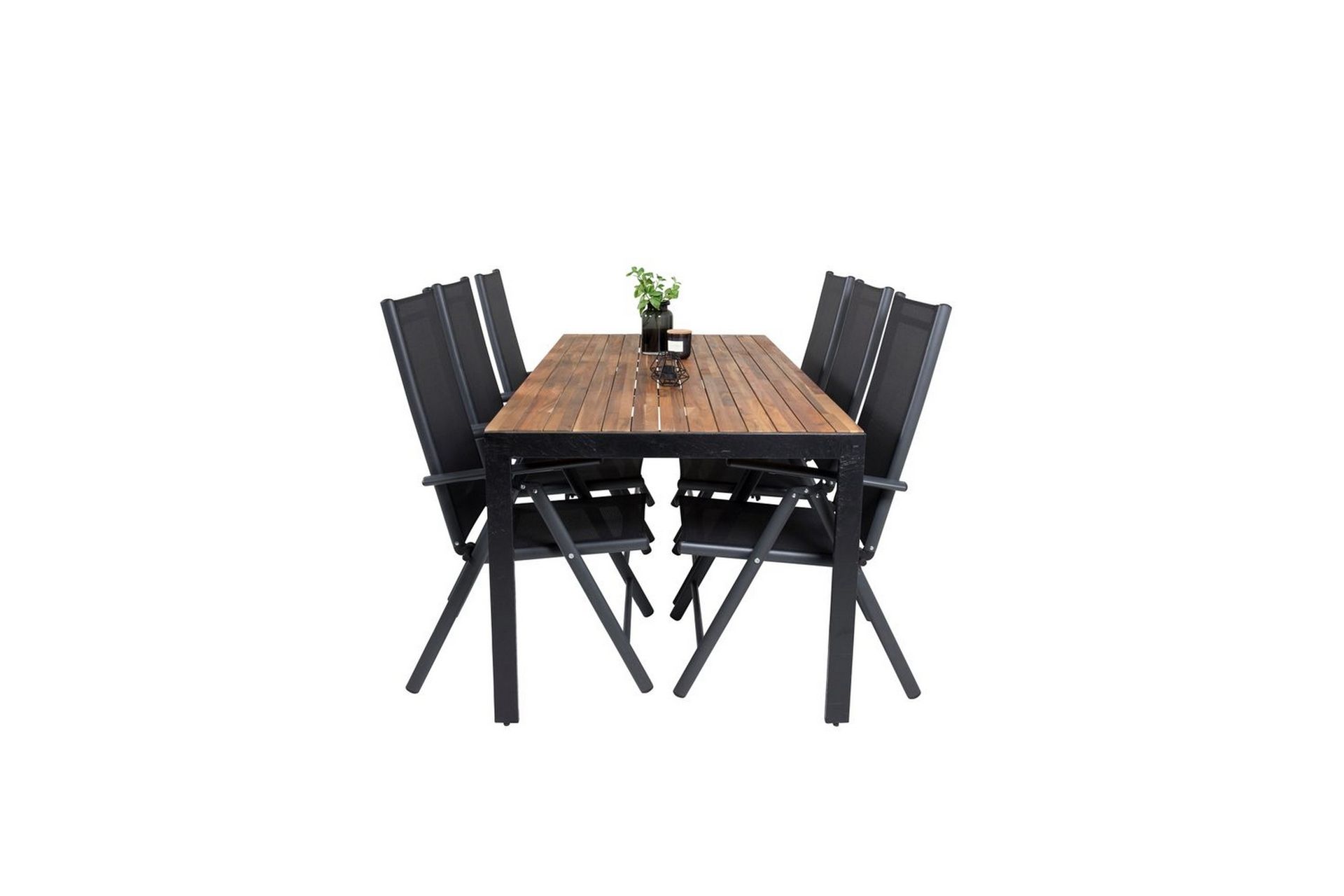 Ruokailuryhmä Bois 200 cm 6 Break säätötuolia Musta/Harmaa - Venture Home - Puutarhakalusteet - Ulkoryhmä - Ruokailuryhmät ulos
