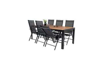 Ruokailuryhmä Bois 200 cm 6 Break säätötuolia Musta/Harmaa - Venture Home - Puutarhakalusteet - Ulkoryhmä - Ruokailuryhmät ulos