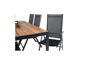 Ruokailuryhmä Bois 200 cm 6 Break säätötuolia Musta/Harmaa - Venture Home - Puutarhakalusteet - Ulkoryhmä - Ruokailuryhmät ulos