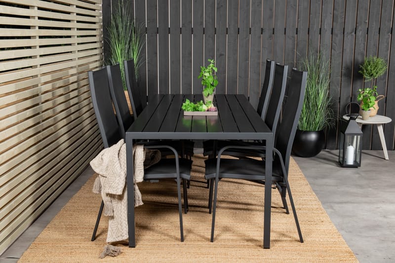 Ruokailuryhmä Break + 6 Copacabana Tuolia - Polywood/Musta - Puutarhakalusteet - Ulkoryhmä - Ruokailuryhmät ulos