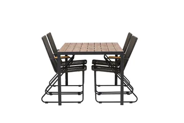 Ruokailuryhmä Break 150 cm 4 Bois tuolia - Musta/Ruskea - Puutarhakalusteet - Ulkoryhmä - Ruokailuryhmät ulos