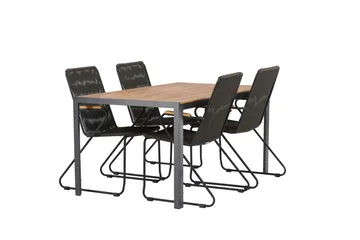 Ruokailuryhmä Break 150 cm 4 Bois tuolia - Musta/Ruskea - Puutarhakalusteet - Ulkoryhmä - Ruokailuryhmät ulos