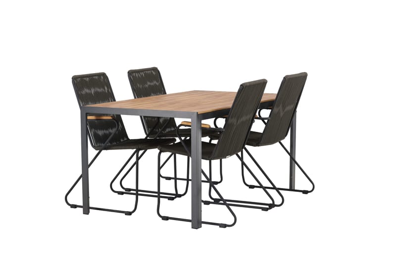 Ruokailuryhmä Break 150 cm 4 Bois tuolia - Musta/Ruskea - Puutarhakalusteet - Ulkoryhmä - Ruokailuryhmät ulos