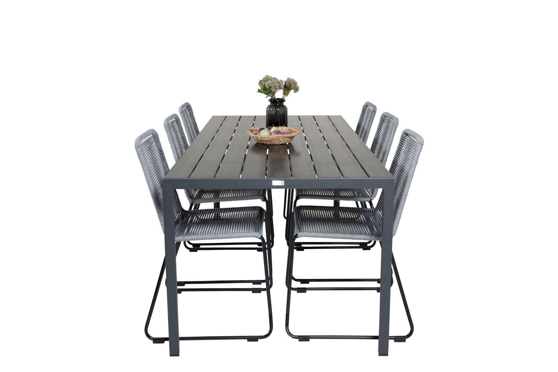 Ruokailuryhmä Break 205 cm 6 Lindos tuolia Musta/Harmaa - Venture Home - Puutarhakalusteet - Ulkoryhmä - Ruokailuryhmät ulos