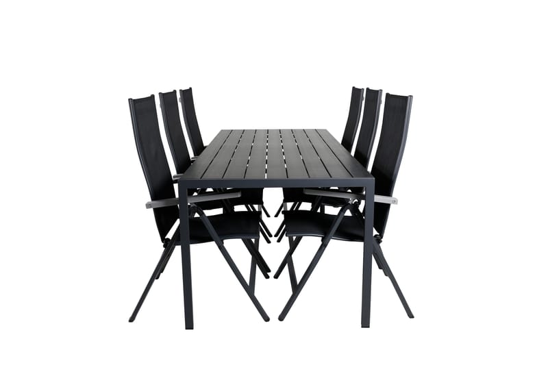 Ruokailuryhmä Break 205cm 6 Albany tuolia Musta/Harmaa, Venture Home