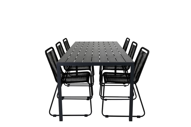 Ruokailuryhmä Break 205cm 6 Lindos tuolia Musta/Harmaa, Venture Home