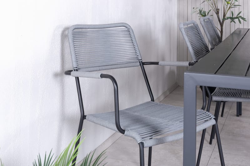 Ruokailuryhmä Break 205cm 6 Lindos tuolia Musta/Harmaa - Venture Home - Puutarhakalusteet - Ulkoryhmä - Ruokailuryhmät ulos