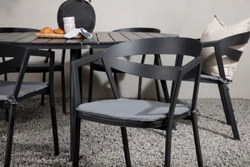 Ruokailuryhmä Break Pyöreä 120 cm 6 Slit tuolia - Musta - Puutarhakalusteet - Ulkoryhmä - Ruokailuryhmät ulos