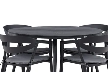 Ruokailuryhmä Break Pyöreä 120 cm 4 Slit tuolia - Beige/Musta - Puutarhakalusteet - Ulkoryhmä - Ruokailuryhmät ulos
