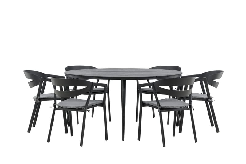Ruokailuryhmä Break Pyöreä 120 cm 6 Slit tuolia - Musta - Puutarhakalusteet - Ulkoryhmä - Ruokailuryhmät ulos