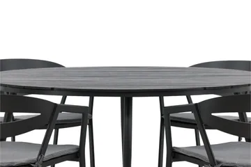 Ruokailuryhmä Break Pyöreä 120 cm 6 Slit tuolia - Musta - Puutarhakalusteet - Ulkoryhmä - Ruokailuryhmät ulos