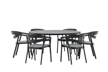 Ruokailuryhmä Break Pyöreä 120 cm 6 Slit tuolia - Musta - Puutarhakalusteet - Ulkoryhmä - Ruokailuryhmät ulos