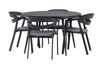 Ruokailuryhmä Break Pyöreä 120 cm 4 Slit tuolia - Beige/Musta - Puutarhakalusteet - Ulkoryhmä - Ruokailuryhmät ulos